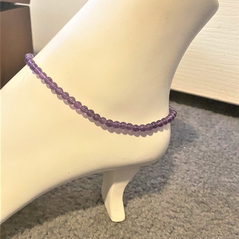 Natural Amethyst Stretch Anklet #1406